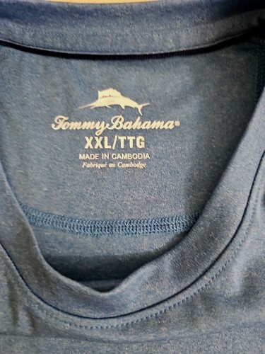 Tommy Bahama ~Hombre Talla Grande XXL/TTG~ Camiseta Azul Manga Corta Golf Vacaciones. - Imagen 7 de 11