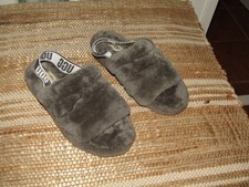 UGG Women's size 8 Soft Fluff Yeah Slide Slingback Sandals 1095119 Charcoal