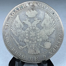 1836 Poland 10 Złotych & Russia 1 1/2 Ruble C# 134, Silver, Scarce!