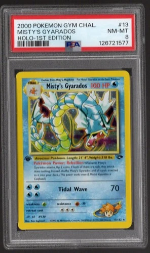 2000 POKEMON GYM CHALLENGE HOLO-1ST ED #13 MISTY'S GYARADOS PSA 8