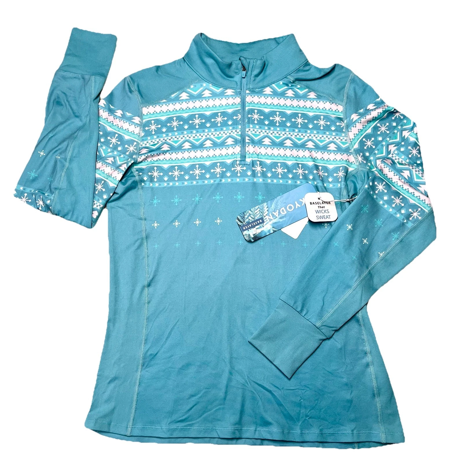 NWT Kyodan 1/4 Zip Fair Isle Baselayer Shirt Womens Medium Ski Top Long Sleeve