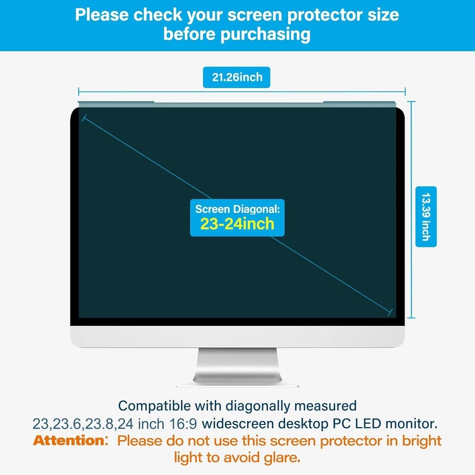 Blue Light Screen Protector for 23 24 inch Monitors Eye Protection Filter Film - Image 4 of 4