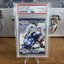 1990 Pro Set Emmitt Smith Draft Rc On Card Auto #685 Psa Authentic Autograph