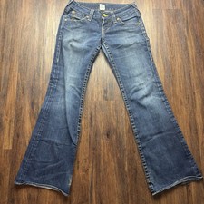 VINTAGE True Religion Candice Flared Low Rise Jeans Dark Wash Women Size 28