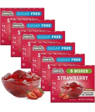 Simply Desserts Sugar Free Strawberry Gelatin, 6 Pack, Plant-Based, 5 Cal