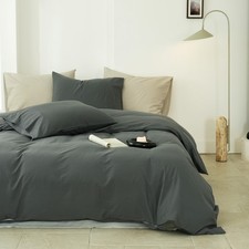 100 Washed Cotton Duvet Cover Set 3pcs Linen Feel Twin Duvet Cover Breathabl...