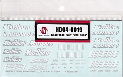 Hobby Design HD04 0019 Ferrari F2007 Marlboro Decal 124 Scale Used