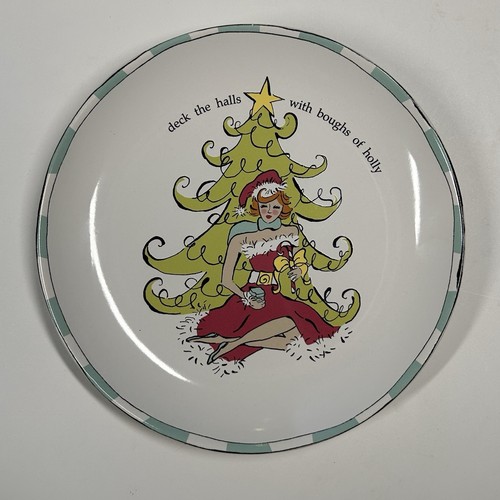 4 Santa Baby Salad Plates 8" Rosanna Vtg MCM Style Holiday Christmas - Picture 3 of 8