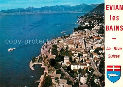 Evian-les-Bains 74 Vue aerienne Au fond la rive Suisse