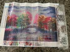 Diamond Art Painting Full Round 12"x16" 30cmx40cm Rhinestones - Bridge Trees