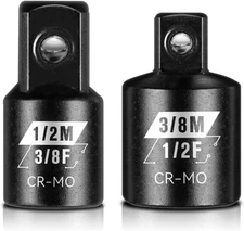 2PCS Impact Socket Adapter and Reducer Set, 3/8" to 1/2" & 1/2" to 3/8" Socket A