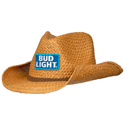 Bud Light Straw Cowboy Hat With Brown 