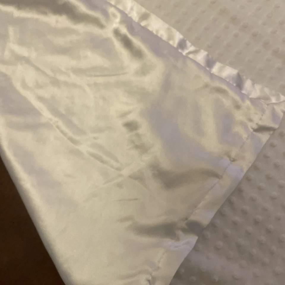 Cocalo White Minky Dot Baby Blanket Silky Satin Edge Lovey Security Bumpy - Image 3 of 4