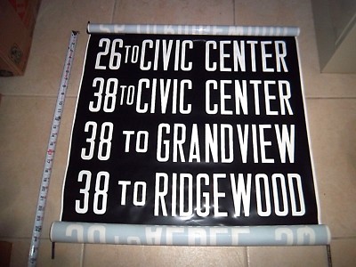 NY NYC BUS ROLL SIGN CIVIC CENTER GRANDVIEW RIDGEWOOD COLLECTIBLE QUEENS DISPLAY