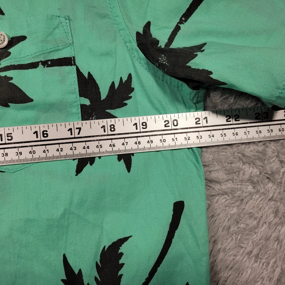 Camisa masculina de diversão moderna verde média palmeiras tropical havaiana - Imagem 4 de 4