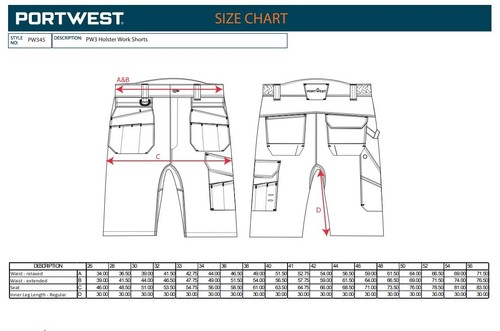 PORTWEST PW3 Holster Arbeitsshorts Zip Off Holstertaschen dreifach vernäht PW345 - Bild 2 von 13