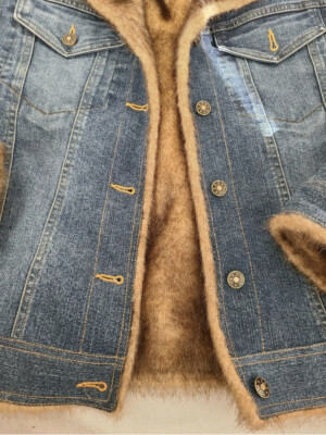 Veste Denim Marvin Richards Avec Fausse Fourrure Vison - Taille S, Occasion Très Bon état