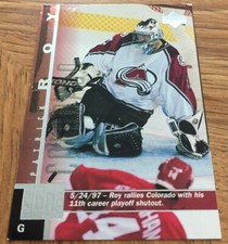 97 98 Upper Deck PATRICK ROY Game Dated Hockey card #43 Colorado Avalanche