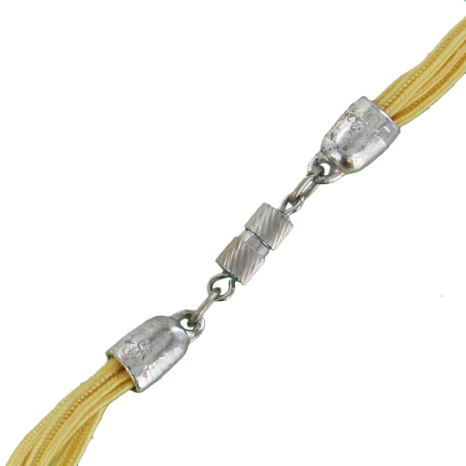 彩绘花卉陶瓷豆吊坠黄色项链项链 — 第 4/4 张图片