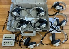 8 Califone Headphones Model 2924AV-P w/ Listening Center  Travel Case Untested