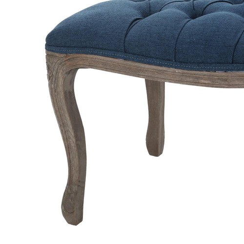 Noble House Bedroom Bench 17" W, Wood Frame Material In Natural + Blue Fabric - Picture 8 of 9