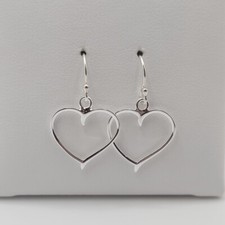 Curled Open Heart .5" Dangle Earrings .925 Sterling Silver - BS335