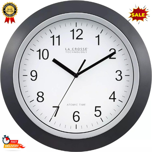 La Crosse Technology WT-3129B 12 Inch Atomic Analog Wall Clock, Pack of 1, Black