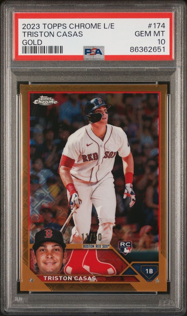 Triston Casas /50 PSA 10 Rookie GOLD LOGOFRACTOR REFRACTOR 2023 Topps Chrome RC