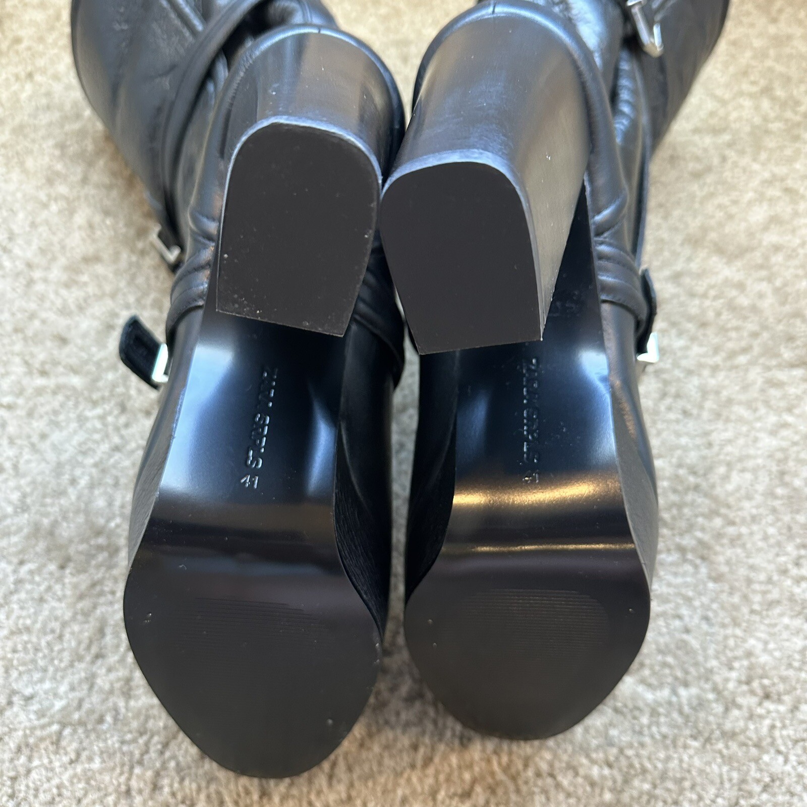 New $329 Zara SRPLS Surplus Shearling Leather Platform Boots 1907/810 Size 10 image 3