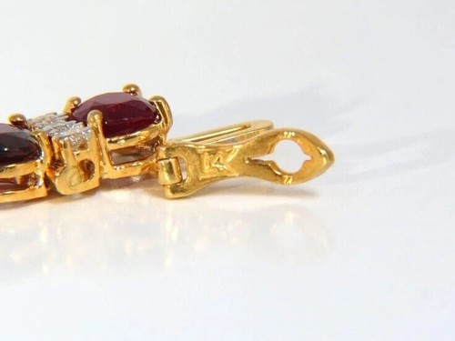7.65 Ct Oval Simulated Red Ruby Women's Tennis Bracelet 14K Yellow Gold Plated - Picture 6 of 8