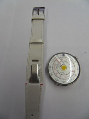 KLOKERS UHR KLOK 01 GELBER PUNKT ARMBAND KLINK 01 LEDER WEISS NEU