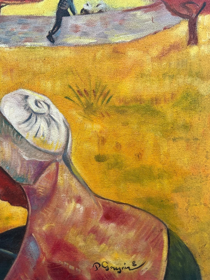 Pintura al óleo sobre lienzo firmada y estampada de Paul Gauguin (hecha a mano) 20 x 28 pulgadas Foto 4 de 4