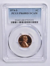 PR68 RD DCAM 1974-S Lincoln Memorial Cent PCGS Blue Label