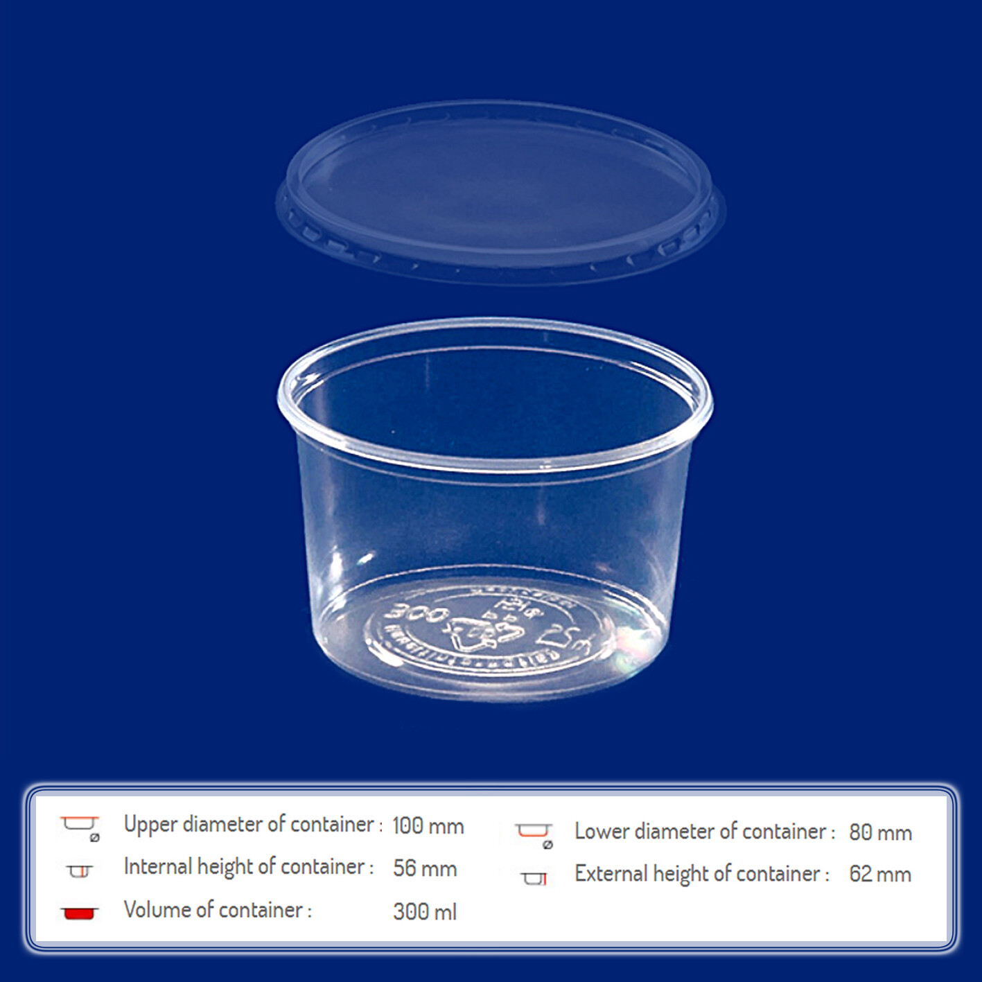 Round Food Plastic Containers + Lids_80500ml_Cylindrical Takeaway