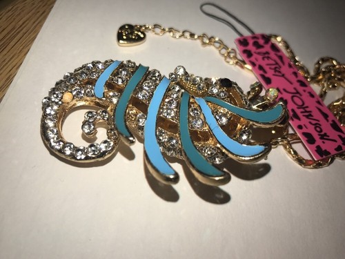 Betsey Johnson Halskette SEEPFERDCHEN KRISTALLE Blau Gold Sommer - Bild 5 von 7
