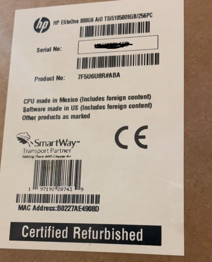 HP EliteOne 800 G6 TS i5 i5-10500 8GB 256GB All-in-one win 11 pro