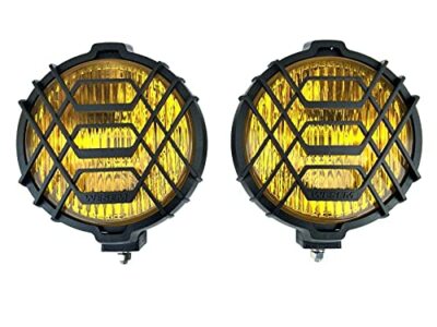 2x  Nebelscheinwerfer + Glühbirnen H3 12V Halogen Gelb Rund E20 mit Schutzgitter