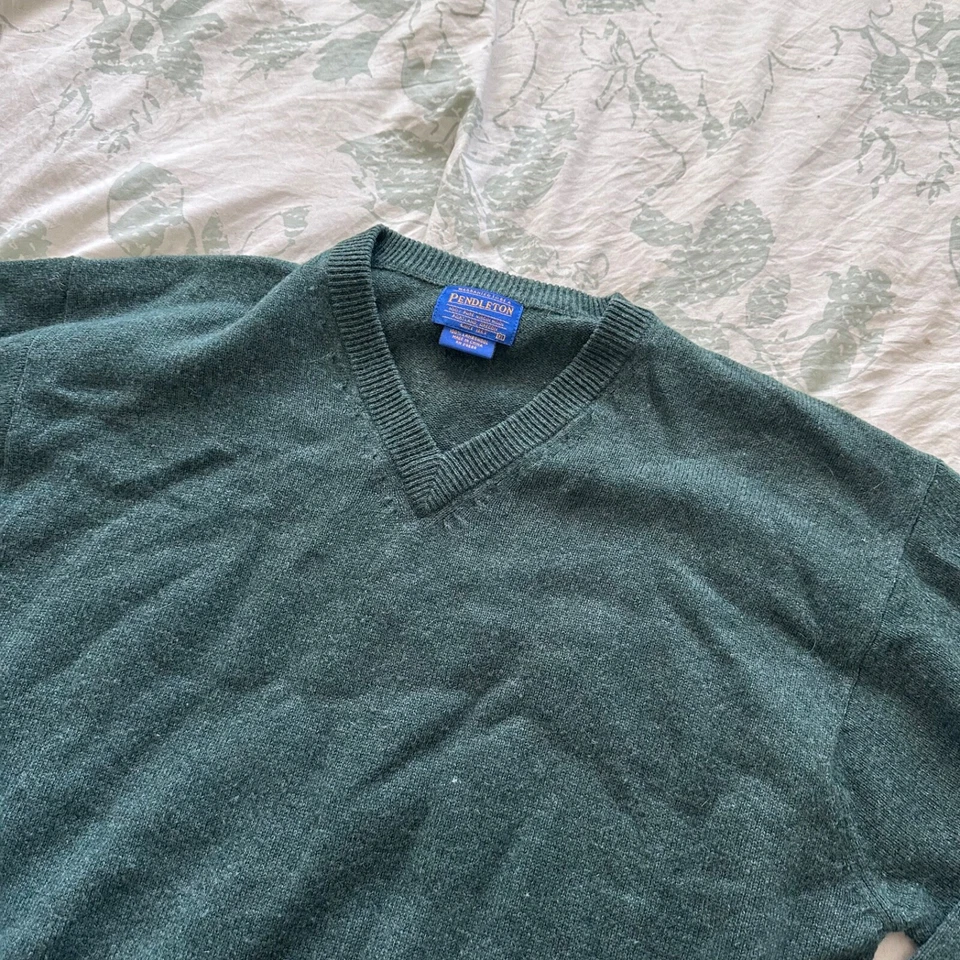 Suéter Pullover Pendleton Woolen Mills Talla XL Verde Cuello en V Para Hombre Foto 3 de 4