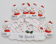 Personalized 2016 Snowman Family of 6 Christmas Ornament