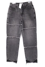 NWT Good american jeans Womens 4 good 90s Seamed Fray high waist straight cotton