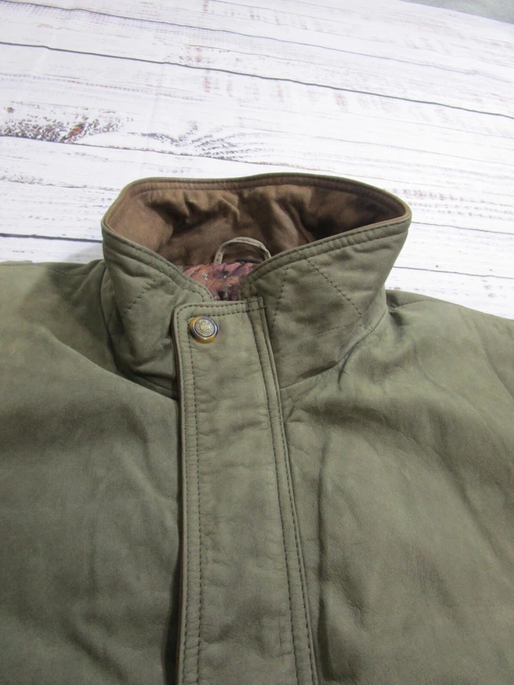 Chaqueta Bomber De Colección Expressions Worldwide Cuero Verde Acolchada Forrada Para Hombres XL 46 Foto 4 de 4