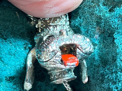 Vintage 1960s MONET Silver Mechanical Dog Charm w/ Crown ~ Eyes & Tongue Move - Picture 8 of 11