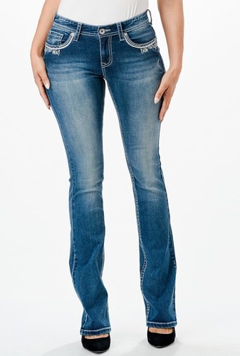 Charme by Grace in LA Jeans Damen Azteken Western bestickt Bootcut Jeans - Bild 2 von 15