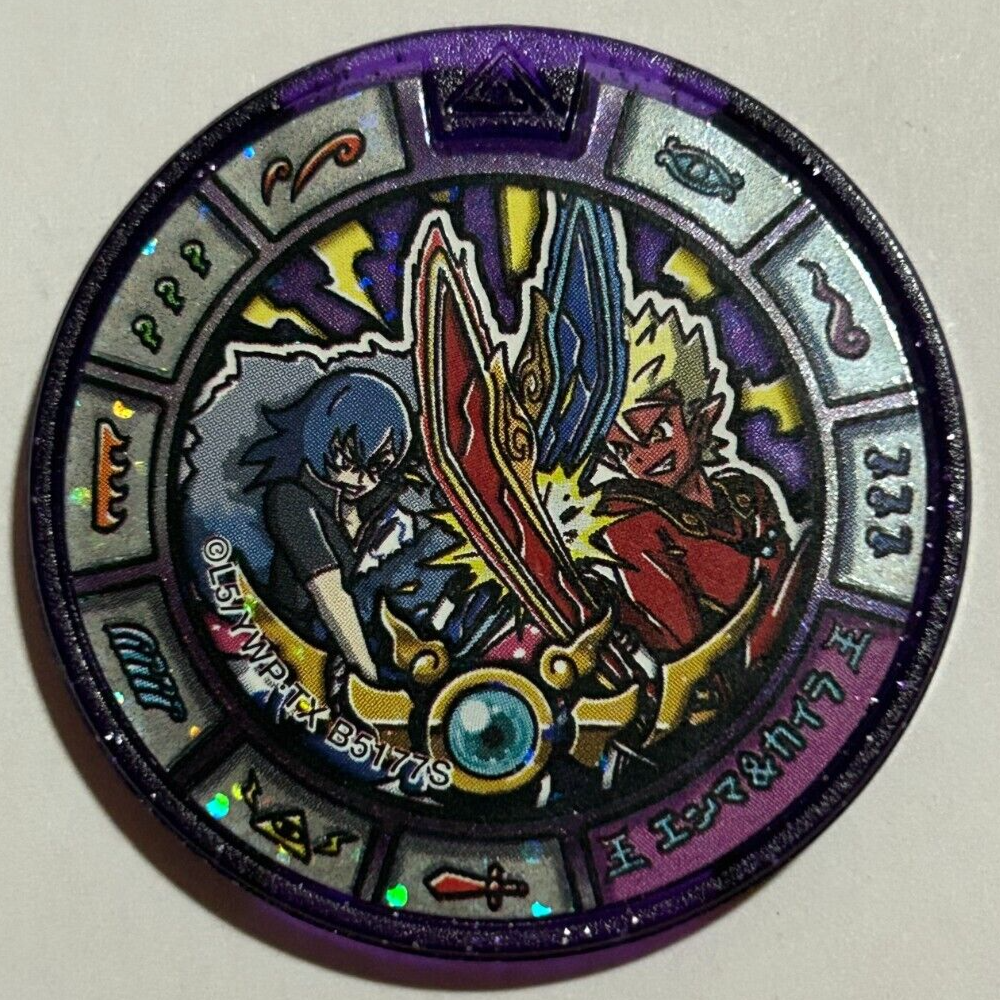 Kai 様ピンバッジ Yo-Kai Watch Lord Enma & King Kaira purple Medal Japanese ed