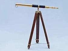 60" Nautical Floor Standing Admirals Solid Brass Telescope with Wooden Tripod