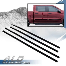 Body Side Molding Trim 4pcs Black Fit For 2014-2018 Silverado/Sierra Crew Cab