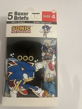 Sonic The Hedgehog Boy's 5 Pack Soft Boxer Briefs Size 4 100 Cotton