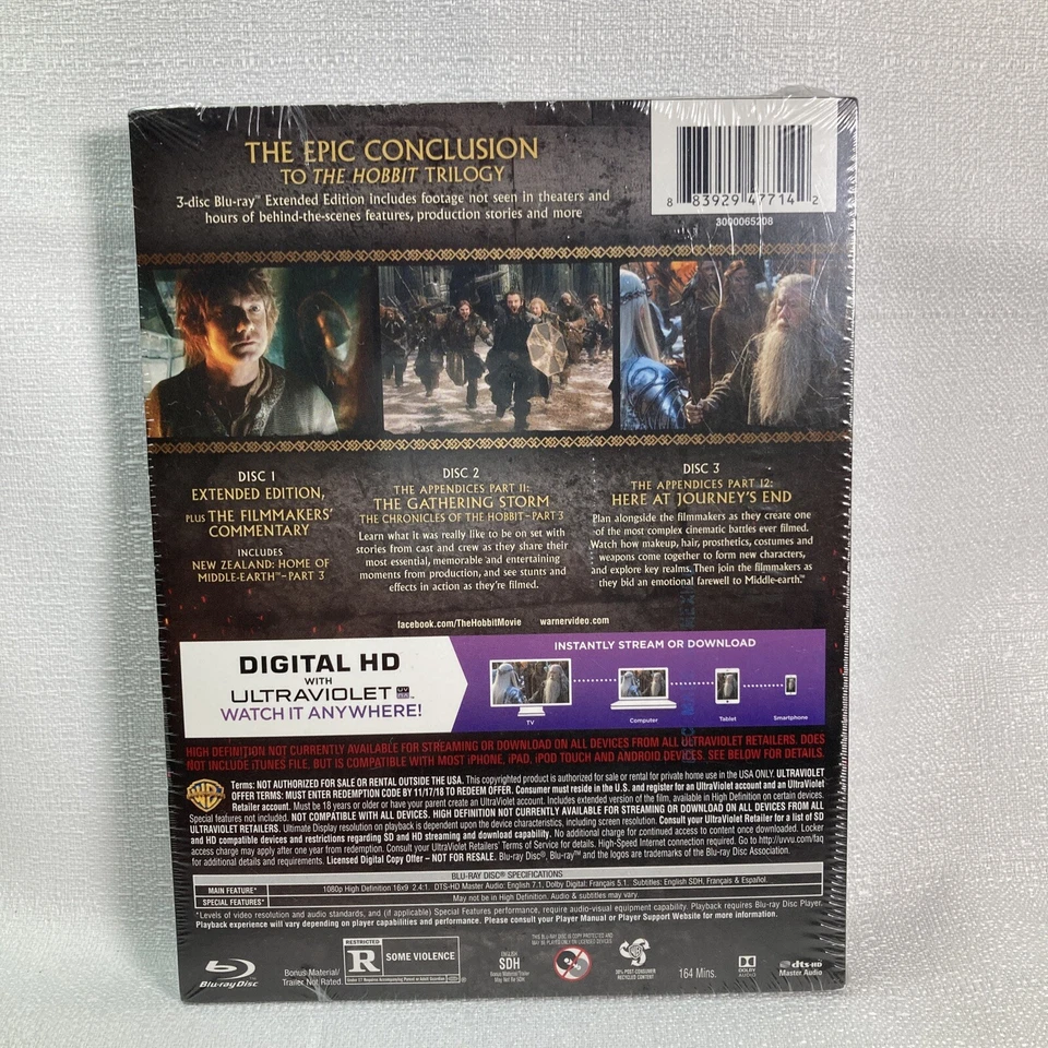 The Hobbit: the Battle of the Five Armies (Extended Edition) Blu-ray New SEALED - Image 3 of 3