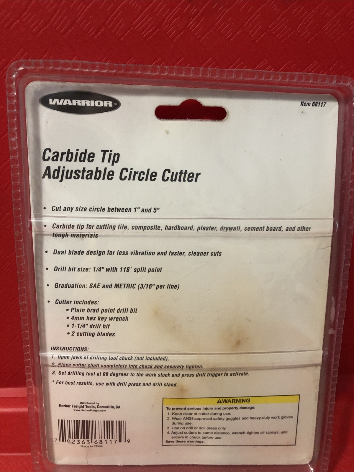 Warrior Carbide Tip Adjustable Circle Cutter New In Package eBay