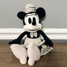 Disney Store Steamboat Willie Minnie Mouse Plush Series 1 of 10 Black White 11"